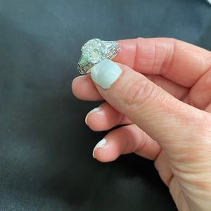 Tacori for Epiphany Diamonique Platinum Over Silver Ring, Size 4.5
